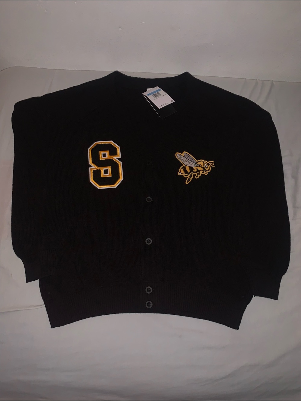 Nike SB Collegiate Cardigan Sweater Black “S Bee” HV0258-010 Men Size: Medium